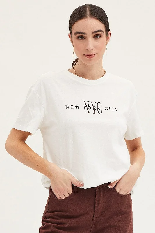 Uncover unique pieces for your perfect wardrobe   White Graphic T Shirt Short Sleeve