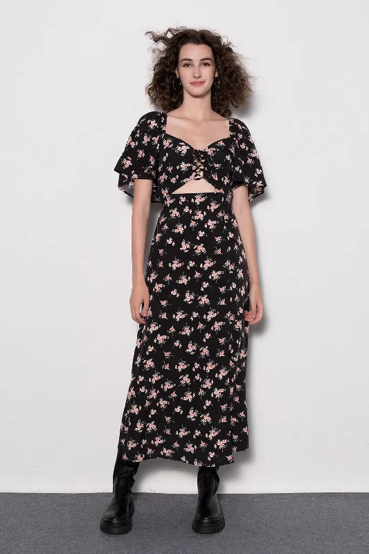 Express your style with fashionable women’s clothing   Floral Tie Front Midi Dress