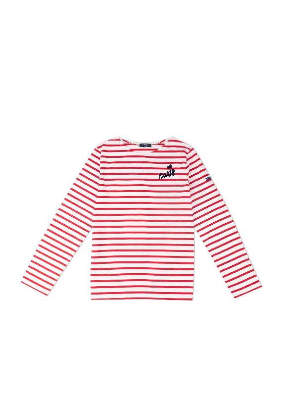 Latest fashion trends for modern women   MINQUIERS PARIS - Authentic Breton Stripe Shirt| Soft Cotton | Men Fit  (WHITE / RED)