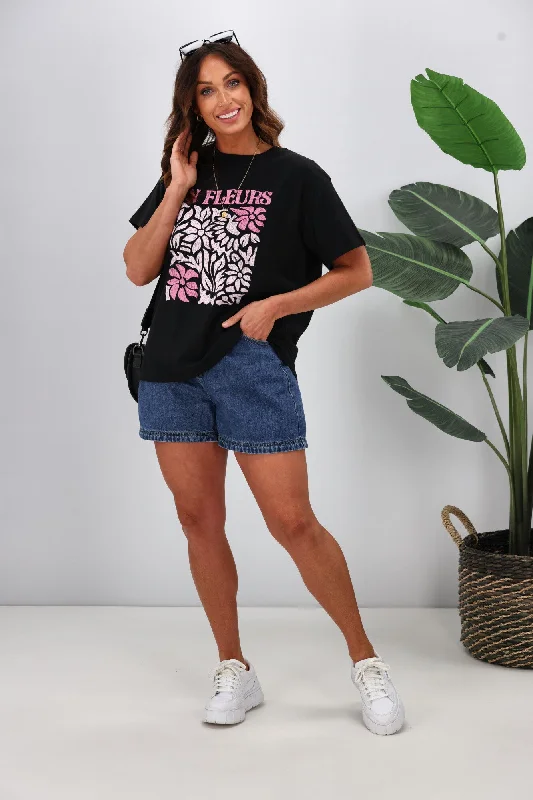 Essential women’s clothing for every season   Shine On Label En Fleurs Tee Black
