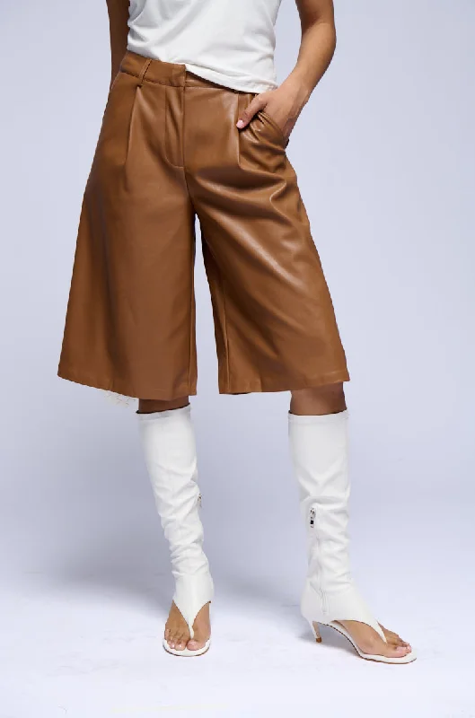 Elegant evening wear for special events   ZOE LONG LENGTH FAUX LEATHER SHORT