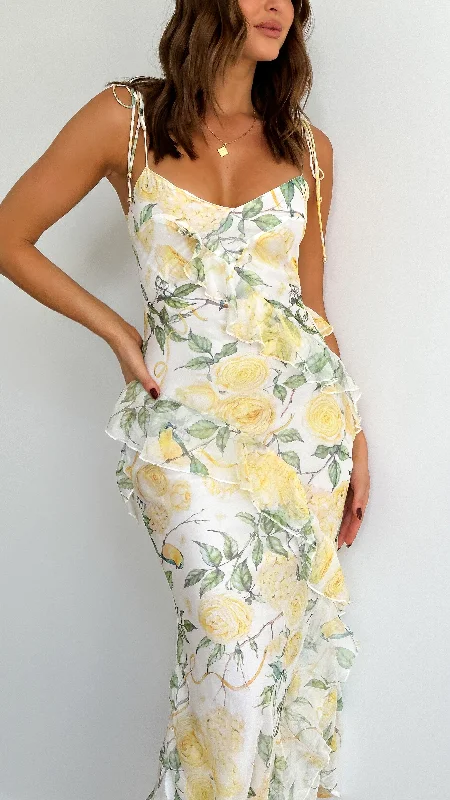 Statement pieces for the confident woman   Daiwa Maxi Dress - Yellow Floral