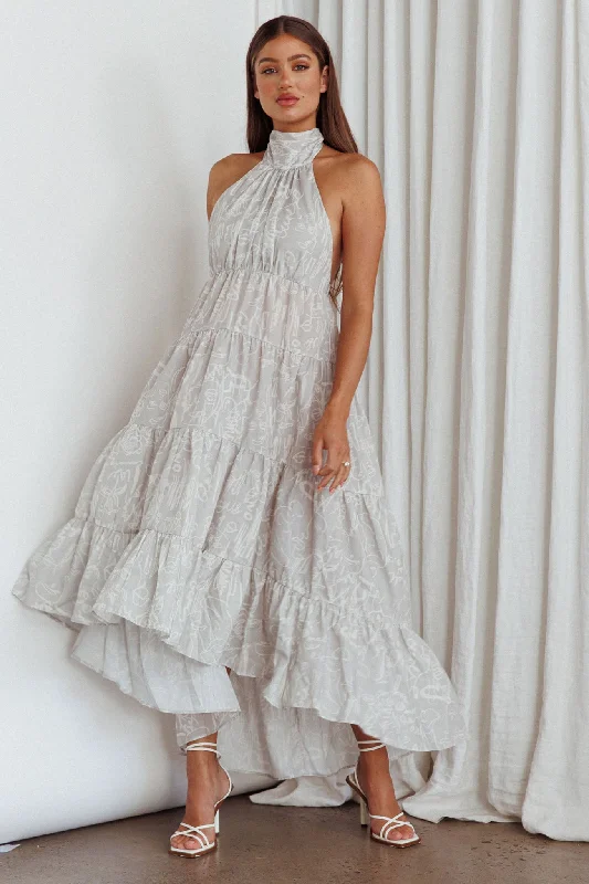 Uncover unique pieces for your perfect wardrobe   South Haven Halter Midi Dress Floral Beige