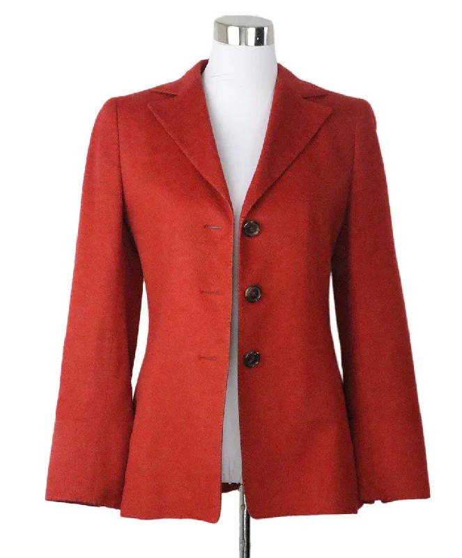 Bold and sophisticated looks for every woman   Akris Orange Russet Cashmere Jacket sz 8