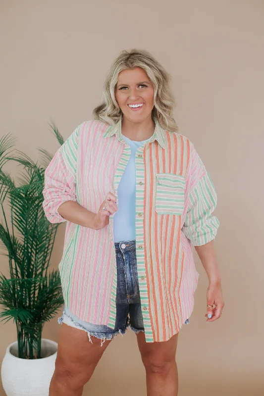 Multicolor Striped Button Up Shirt