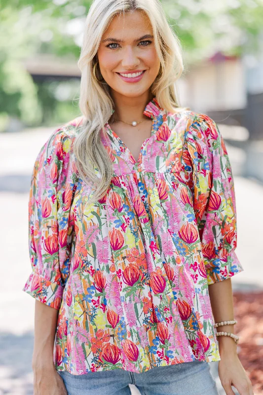 Grow This Way Pink Floral Blouse