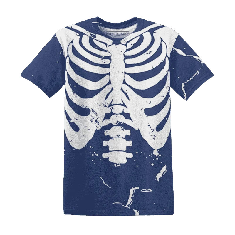 NastyJamz Midnight Navy 5s T Shirt Match Skeleton Y2k 3D