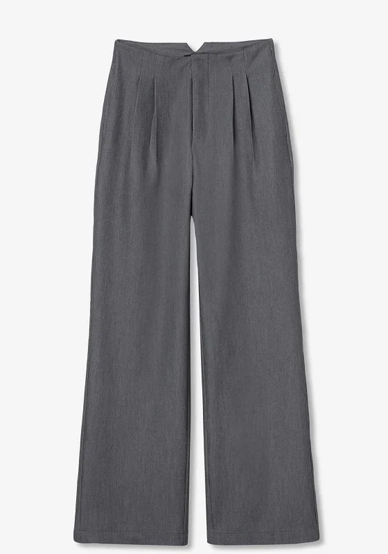 Tiffosi Vitto Pleated Wide Leg Trousers, Grey