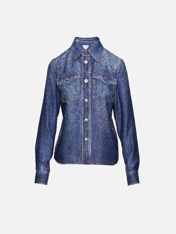 Denim Printed Silk And Viscose Shirt