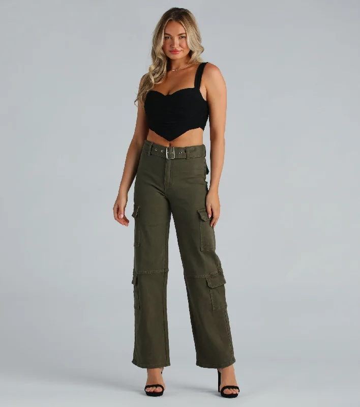 Fashionable clothing that fits every occasion   Playing For Keeps Cargo Straight Leg Denim Jeans