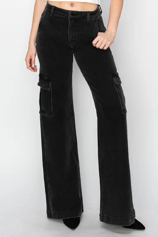 Trendy women’s clothing that suits every taste Hot Girl Risen High Rise Wide Leg Cargo Jeans In Black Trendy women’s clothing that suits every taste Hot Girl Risen High Rise Wide Leg Cargo Jeans In Black