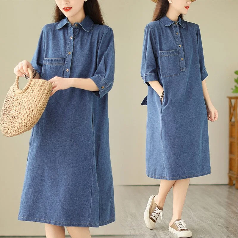 Summer Minimalist Casual Denim Dress