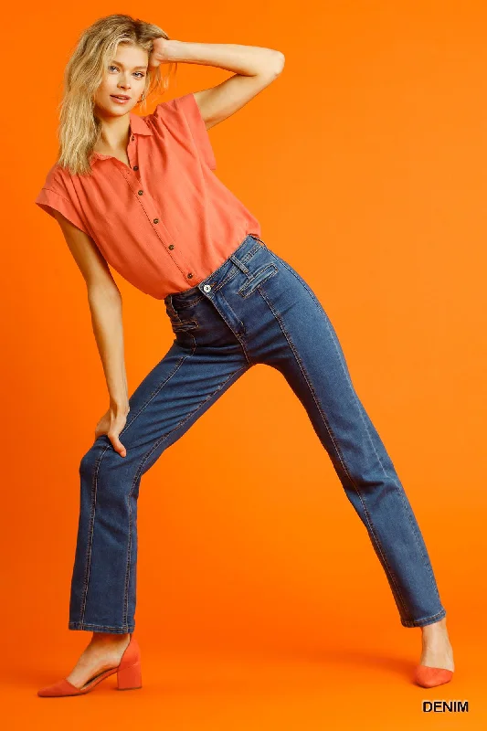 Uncover unique pieces for your perfect wardrobe Hot Girl Timeless Panel Straight Cut Denim Jeans In Medium Wash Uncover unique pieces for your perfect wardrobe Hot Girl Timeless Panel Straight Cut Denim Jeans In Medium Wash