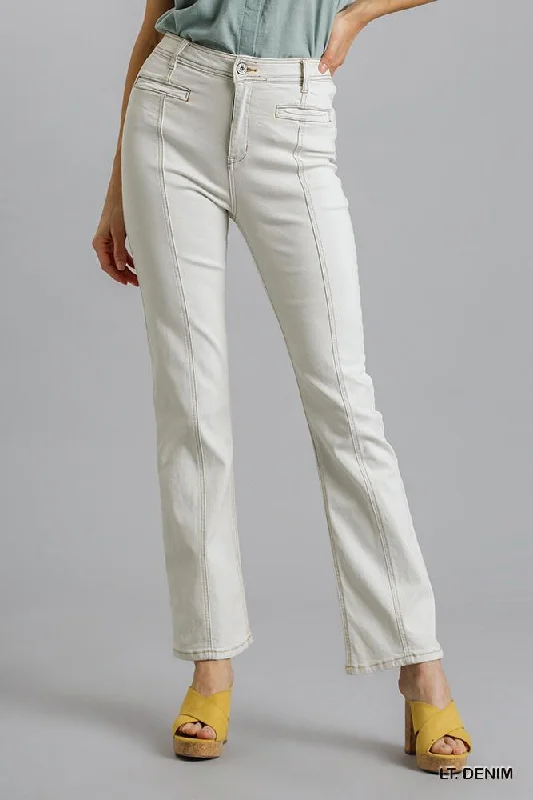 Affordable fashion that looks high-end Hot Girl Timeless Panel Straight Cut Denim Jeans In White Denim Affordable fashion that looks high-end Hot Girl Timeless Panel Straight Cut Denim Jeans In White Denim