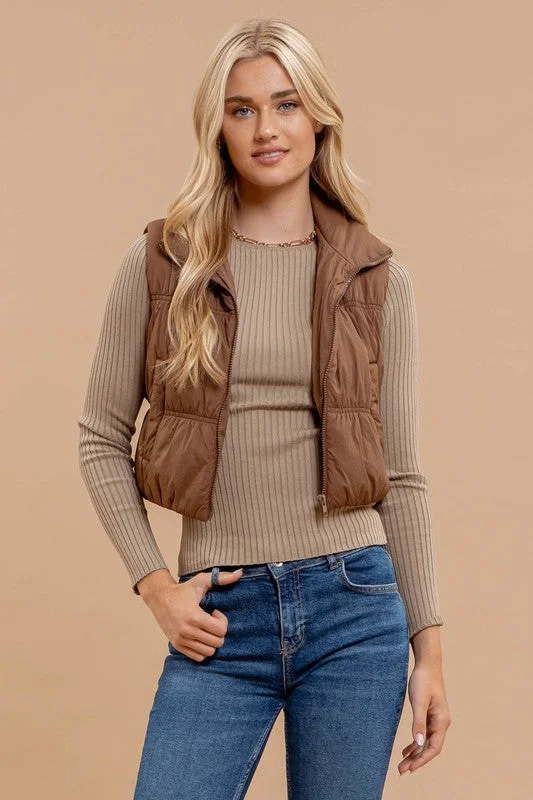 Look and feel your best in our women’s wear   CORINE COLLARED ZIP UP CROPPED PUFFER VEST