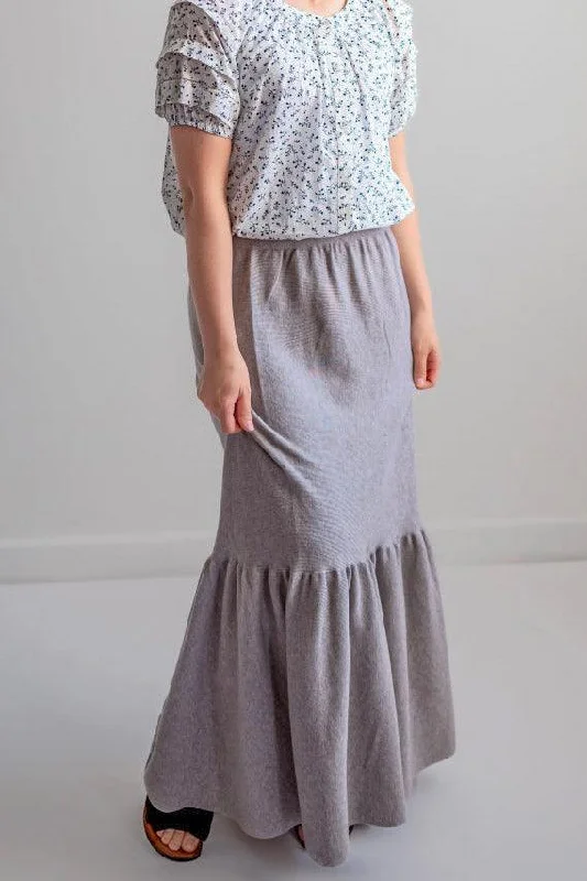 Gabrielle Knit Maxi Skirt in Heather Gray - FINAL SALE