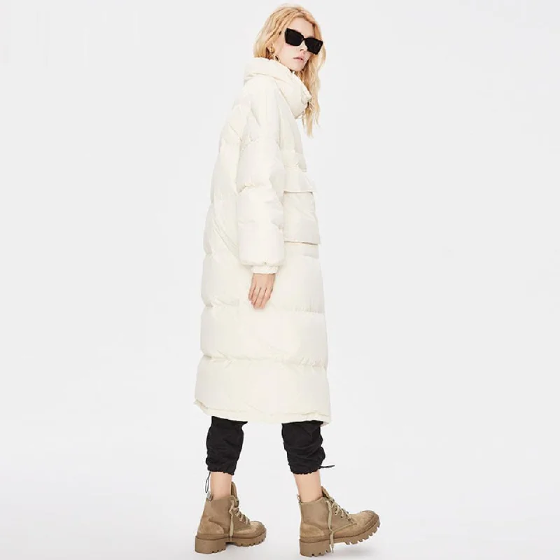 Women's Thicker Knee-length Down Jacket White